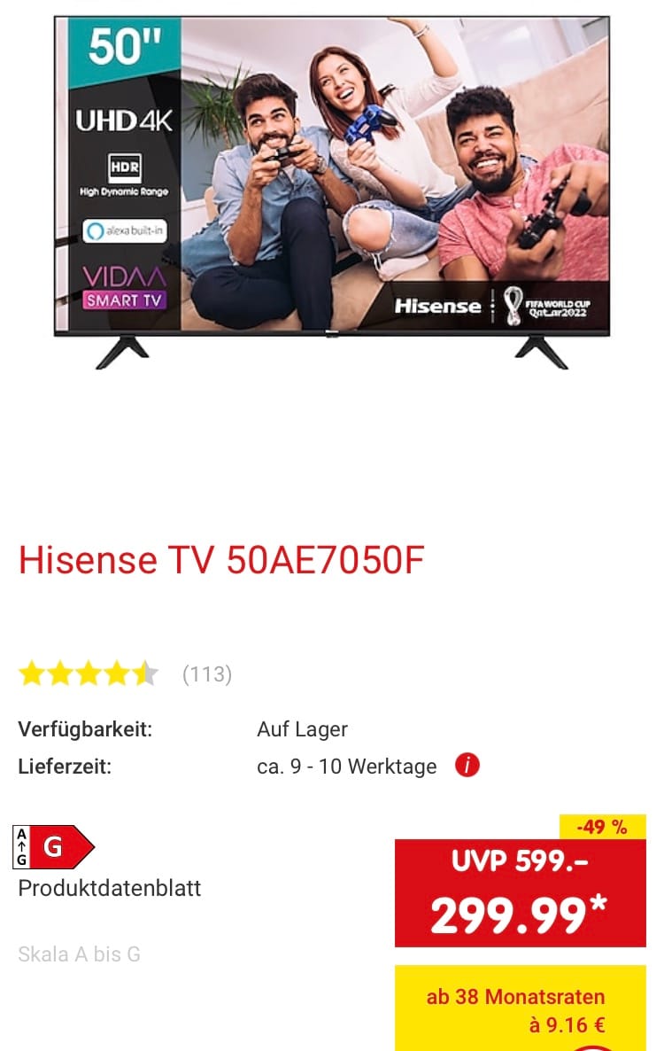 Netto Onlineshop mit günstigem 50 Zoll Smart-TV