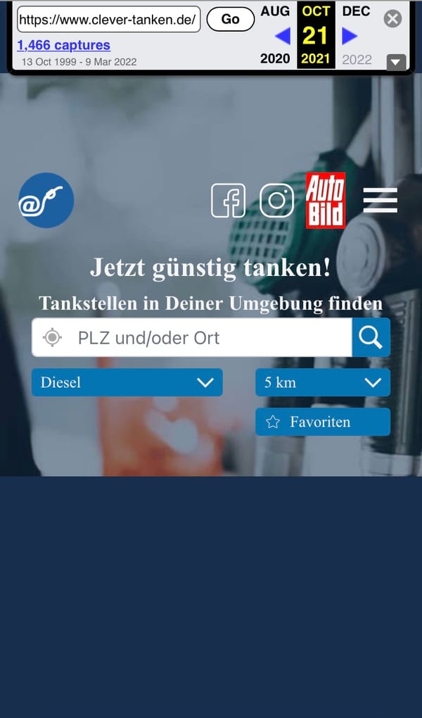 Clever tanken App und Webseite mit Problemen