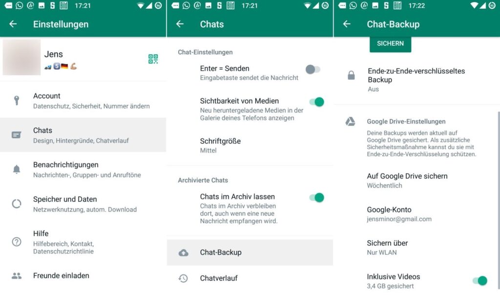 Whatsapp Backup einstellungen