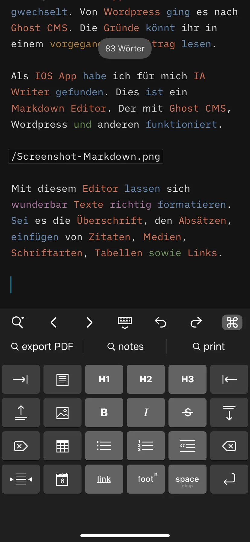Formatieren des Textes