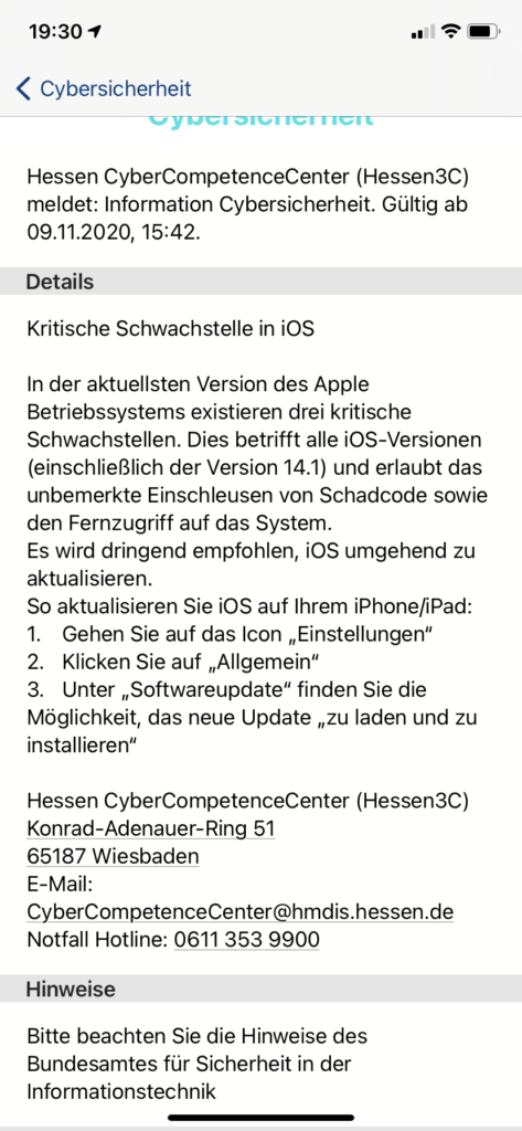 , Schwerer Bug im aktuellen iOS Update