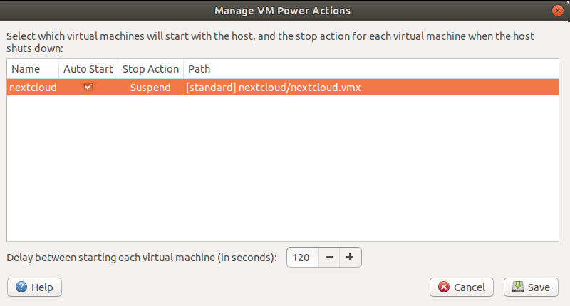 , Wie man eine Nextcloud/VM mit VMware Workstation unter Linux/Ubuntu automatisch startet