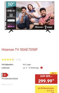 Netto Onlineshop, Netto Onlineshop mit günstigem 50 Zoll Smart-TV