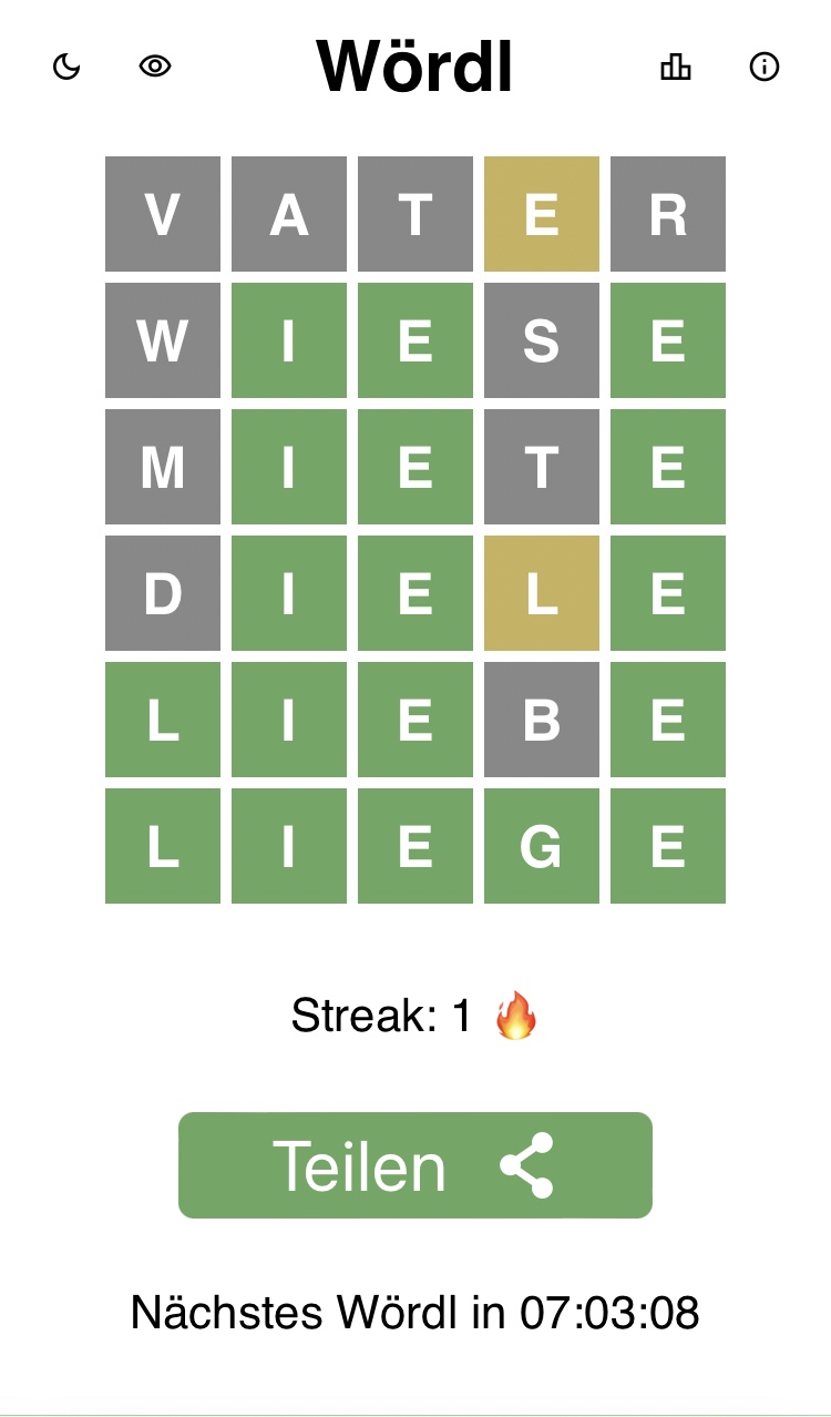 Screenshot Wordle Game 