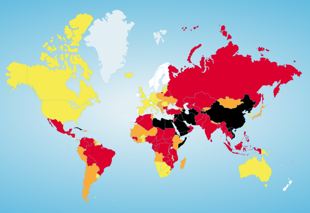 Karte der Meinungsfreiheit von Reporter ohne Grenzen