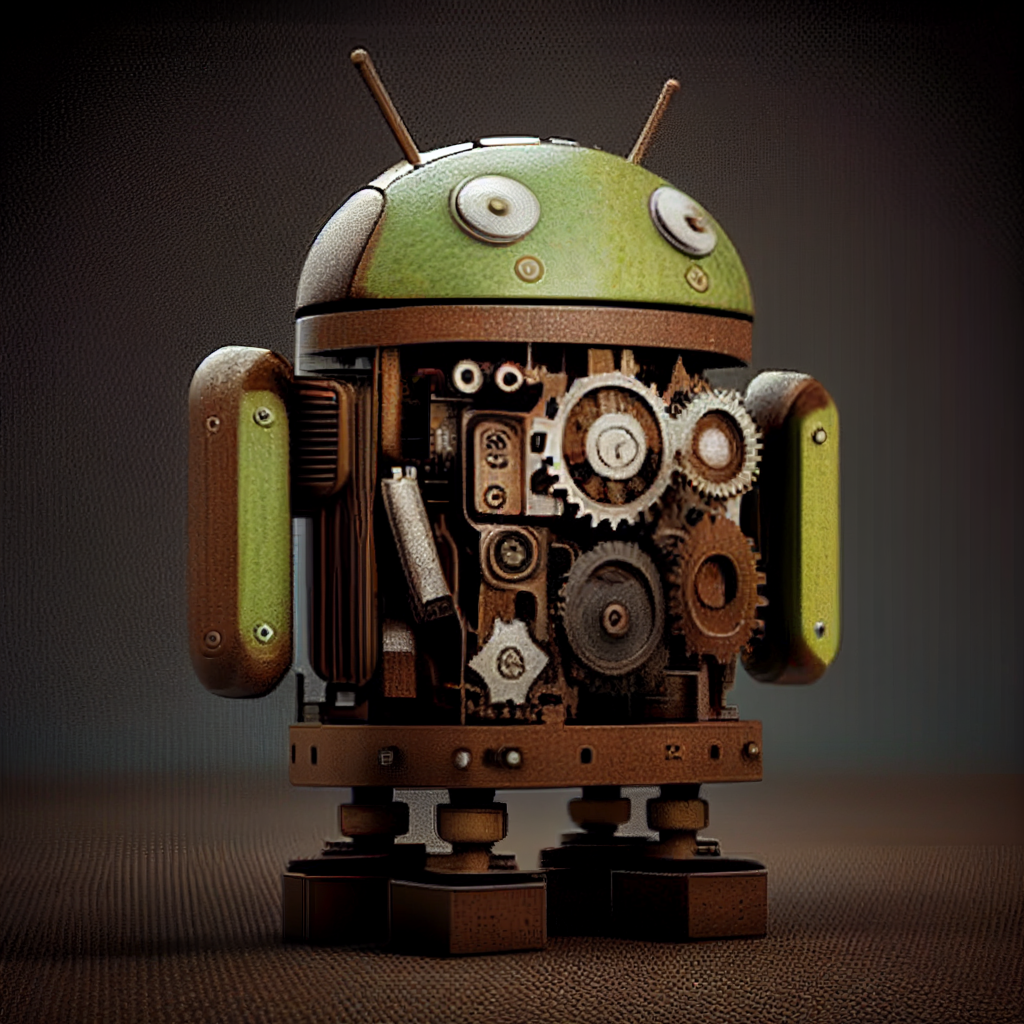 Ein kleiner Android mit offenem Bauch und Zahnrädern drin. Soll als Symbolbild dienen zur Automatisierung von Android mit Tasker symbolisieren.