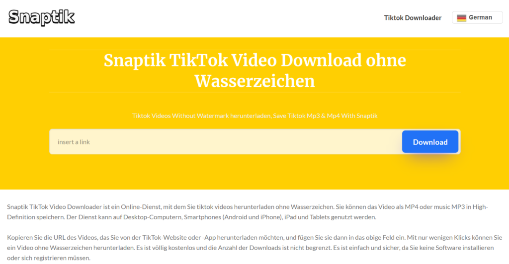 TikTok-Video-Downloader, Was sind die Top-Funktionen von SnapTik als TikTok-Video-Downloader?