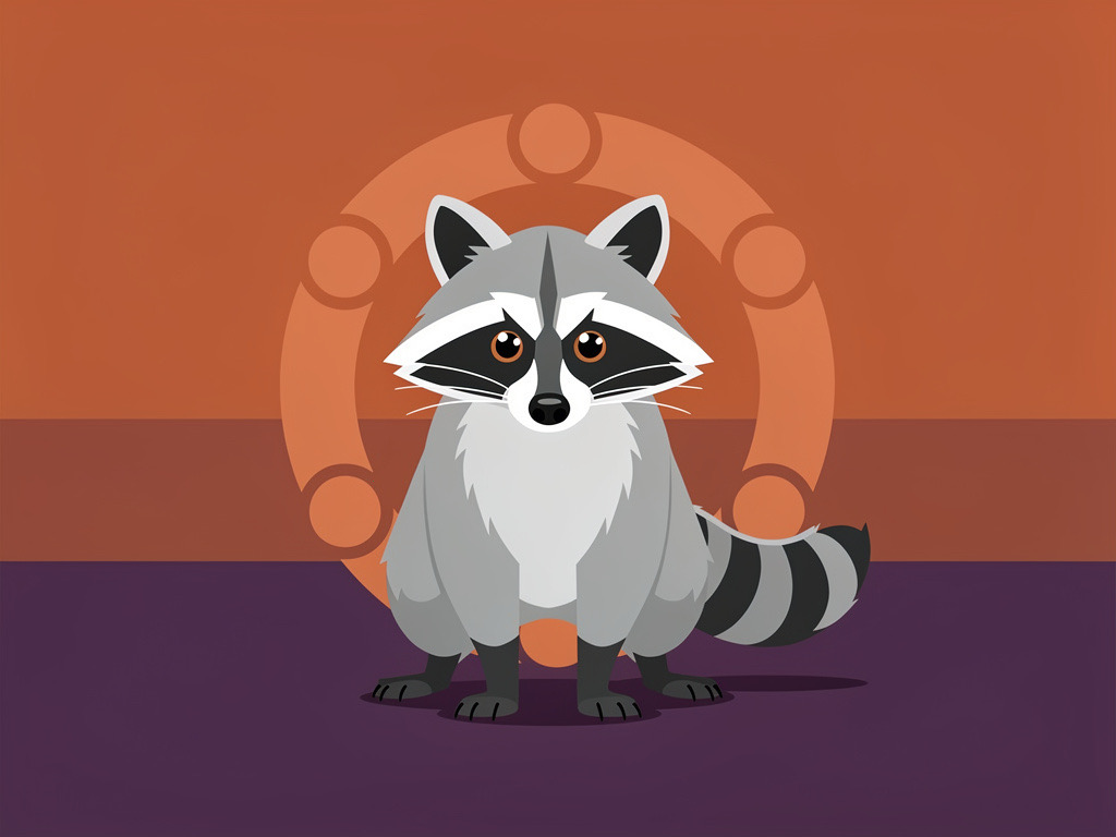 Kartoonischer Waschbär Im Flachen Design Kartoonischer Waschbär mit flachem Design auf abstraktem Hintergrund.